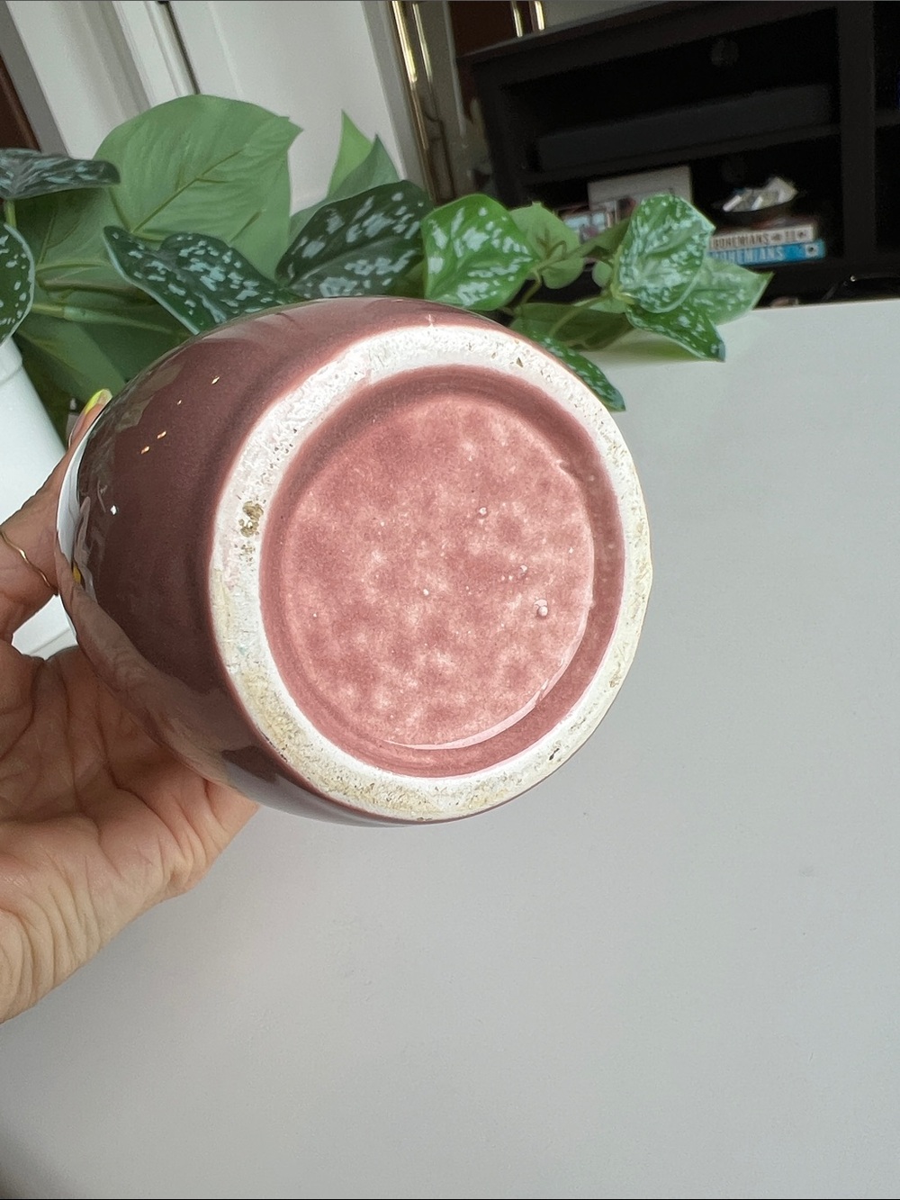 Vintage Mauve Pink Ceramic Vase Decor - Picture 6 of 12